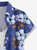 Flower Leaf Branch Print Hawaii Women Shirt - Bleu profond 3XL