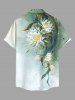 Plus Size Flowers Leaf Ombre Print Buttons Pocket Hawaii Shirt For Men -  