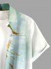 Plus Size Flowers Leaf Ombre Print Buttons Pocket Hawaii Shirt For Men -  