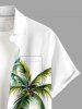 Plus Size Coconut Tree Seascape Print Buttons Pocket Hawaii Shirt For Men -  