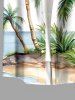 Plus Size Coconut Tree Seascape Print Buttons Pocket Hawaii Shirt For Men -  
