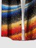 Plus Size Coconut Tree Sun Seascape Oil Painting Print Buttons Pocket Hawaii Shirt For Men -  