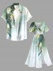 Plus Size Flowers Leaf Ombre Print Split Hawaii Midi Dress -  