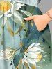 Flowers Leaf Ombre Print Split Hawaii Midi Dress - Vert 2X