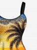 Coconut Tree Sun Seascape Oil Painting Print Hawaii Tank Dress -  
