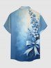 Flowers Bowknot Ombre Print Buttons Pocket Hawaii Shirt For Men -  