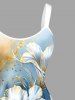 Hibiscus Flowers Ombre Metallic Print Hawaii Tank Dress - Bleu L