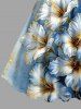 Hibiscus Flowers Ombre Metallic Print Hawaii Tank Dress - Bleu L