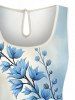 Flowers Bowknot Ombre Print Cinched Hawaii Romper - Bleu 5X