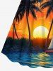 Coconut Tree Sailboat Sun Cloud Print Cinched Hawaii Dress -  