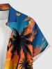 Coconut Tree Sailboat Sun Cloud Print Buttons Pocket Hawaii Shirt For Men -  
