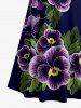 Robe longue trapèze à imprimé fleurs et branches, style hawaïen, épaules dénudées et bretelles croisées, grande taille - Concorde 1X