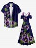 Robe longue trapèze à imprimé fleurs et branches, style hawaïen, épaules dénudées et bretelles croisées, grande taille - Concorde 1X