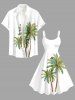 Coconut Tree Print Hawaii A Line Dress - Blanc 6X