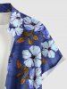Plus Size Flower Leaf Branch Print Hawaii Button Pocket Shirt For Men -  