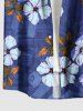 Plus Size Flower Leaf Branch Print Hawaii Button Pocket Shirt For Men -  