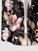 Flower Leaf Branch Print Hawaii Button Pocket Shirt For Men - Noir L