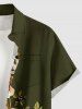 Plus Size Flower Leaf Branch Print Hawaii Button Pocket Shirt For Men -  