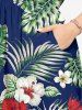 Plus Size Hibiscus Flower Tropical Leaf Print Split Hawaii Cami Dress -  