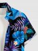 Plus Size Pineapple Flowers Tropical Leaf Print Buttons Pocket Hawaii Shirt For Men -  