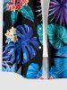 Plus Size Pineapple Flowers Tropical Leaf Print Buttons Pocket Hawaii Shirt For Men -  