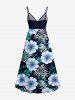 Plus Size Flowers Tropical Leaf Print Surplice Hawaii Cami Dress -  
