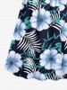 Plus Size Flowers Tropical Leaf Print Surplice Hawaii Cami Dress -  