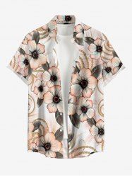 Chemise hawaïenne à imprimé floral et feuilles, grande taille, avec poche boutonnée, pour homme - Rose 2XL