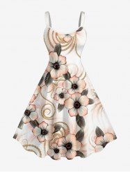 Robe hawaïenne grande taille à imprimé floral et feuilles, coupe trapèze. - Rose 1X