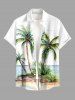 Coconut Tree Seascape Print Matching Hawaii Beach Outfit For Couples - Blanc 