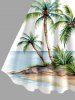 Coconut Tree Seascape Print Matching Hawaii Beach Outfit For Couples - Blanc 
