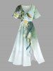 Flowers Leaf Ombre Print Plus Size Matching Hawaii Beach Outfit For Couples -  