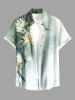 Flowers Leaf Ombre Print Plus Size Matching Hawaii Beach Outfit For Couples -  