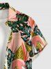 Tropical Leaf Flamingo Print Matching Hawaii Beach Outfit For Couples - Rose  