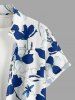 Flowers Leaf Tropical Print Matching Hawaii Beach Outfit For Couples - Bleu 