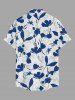 Flowers Leaf Tropical Print Matching Hawaii Beach Outfit For Couples - Bleu 