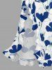 Flowers Leaf Tropical Print Matching Hawaii Beach Outfit For Couples - Bleu 