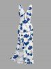 Flowers Leaf Tropical Print Matching Hawaii Beach Outfit For Couples - Bleu 