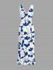 Flowers Leaf Tropical Print Matching Hawaii Beach Outfit For Couples - Bleu 