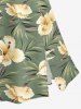 Hibiscus Flower Leaf Print Plus Size Matching Hawaii Beach Outfit For Couples -  