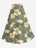 Hibiscus Flower Leaf Print Plus Size Matching Hawaii Beach Outfit For Couples -  