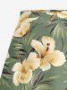 Hibiscus Flower Leaf Print Plus Size Matching Hawaii Beach Outfit For Couples -  