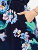 Flowers Leaf Print Split Hawaii Midi Dress -  