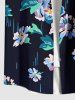 Plus Size Flowers Leaf Print Buttons Pocket Hawaii Shirt For Men -  