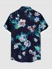 Plus Size Flowers Leaf Print Buttons Pocket Hawaii Shirt For Men -  