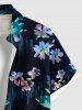 Plus Size Flowers Leaf Print Buttons Pocket Hawaii Shirt For Men -  