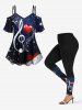Music Symbol Heart Star Galaxy Print Cold Shoulder Cami T-shirt -  
