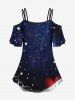 Music Symbol Heart Star Galaxy Print Cold Shoulder Cami T-shirt -  
