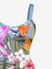 Robe trapèze hawaïenne à imprimé floral tropical et feuilles d'hibiscus grande taille - Bleu Poudre 3X
