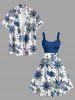 Plus Size Coconut Tree Flower Leaf Bird Sun Paisley Print Hawaii A Line Dress -  